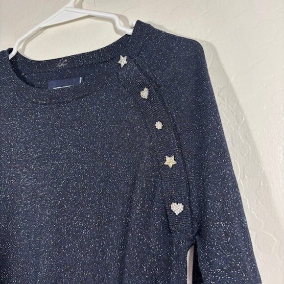 Zadig and Voltaire Sweater Womens XS Wool Metallic Navy Pullover Reglis - Picture 2 of 5